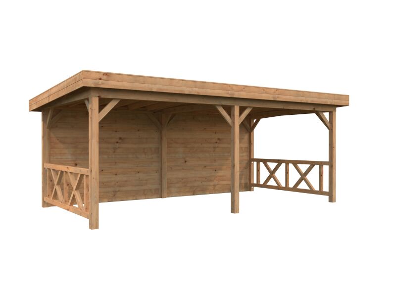 Palmako Pavillon LENNA 16,6 m² SET 308 - 588x300 cm, hellbraun imprägniert