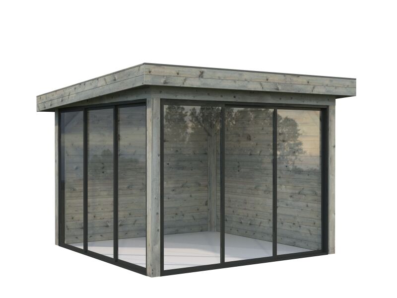 4743142024966 - Pavillon LENNA 83 m² SET 401 - 300x300 cm 28 mm Schiebetür grau imprägniert