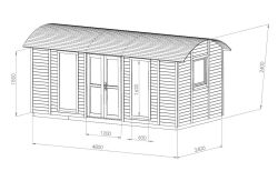 Zirkuswagen / Schäferwagen PIPPO 480 x 240 cm; 19mm Wandelemente; ISO-Glas, inkl. Räderset