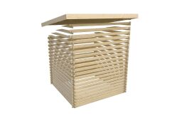 Gartenhaus BUROS naturbelassen, 507x387cm, 38mm Doppelnut, XXL Tür, inkl. Boden + 2 Fenster