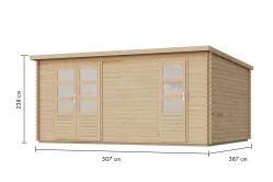 Gartenhaus BUROS naturbelassen, 507x387cm, 38mm...