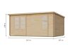Gartenhaus BUROS naturbelassen, 507x387cm, 38mm Doppelnut, XXL Tür, inkl. Boden + 2 Fenster