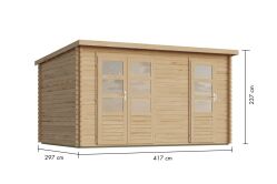 Gartenhaus ARBUS naturbelassen, 417x297cm, 38mm...