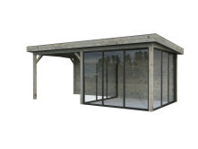 Palmako Pavillon LENNA 16,6 m²  SET 406 / SET 706 - 588x300 cm, 28 mm, Schiebetür, natur + farbig