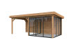 Palmako Pavillon LENNA 16,6 m²  SET 406 / SET 706 - 588x300 cm, 28 mm, Schiebetür, natur + farbig