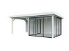 Palmako Pavillon LENNA 16,6 m²  SET 406 / SET 706 - 588x300 cm, 28 mm, Schiebetür, natur + farbig