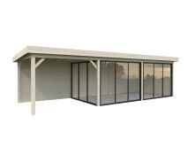 Palmako Pavillon LENNA 24,9 m² SET 417, 876x300 cm, Schiebetür, grau imprägniert