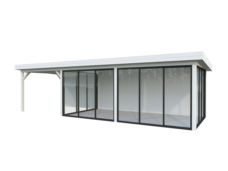 Palmako Pavillon LENNA 24,9 m² SET 418, 876x300 cm, Schiebetür, transparent imprägniert