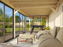 Palmako Pavillon LENNA 24,9 m² SET 418, 876x300 cm, Schiebetür, transparent imprägniert