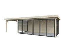 Palmako Pavillon LENNA 24,9 m² SET 418, 876x300 cm, Schiebetür, transparent imprägniert