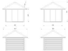 Palmako Pavillon BIANCA 8,3 m²  SET 201 - 300x300 cm, 28 mm, Schiebetür, hellbraun imprägniert