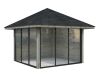 Palmako Pavillon BIANCA 8,3 m²  SET 201 / SET 501 ISO - 300x300 cm, 28 mm, Schiebetür, natur + farbig