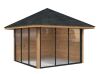 Palmako Pavillon BIANCA 8,3 m²  SET 201 / SET 501 ISO - 300x300 cm, 28 mm, Schiebetür, natur + farbig