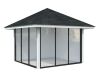 Palmako Pavillon BIANCA 8,3 m²  SET 201 / SET 501 ISO - 300x300 cm, 28 mm, Schiebetür, natur + farbig