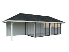 Palmako Pavillon BIANCA 24,9 m² SET 217, 876x300 cm, Schiebetür, natur