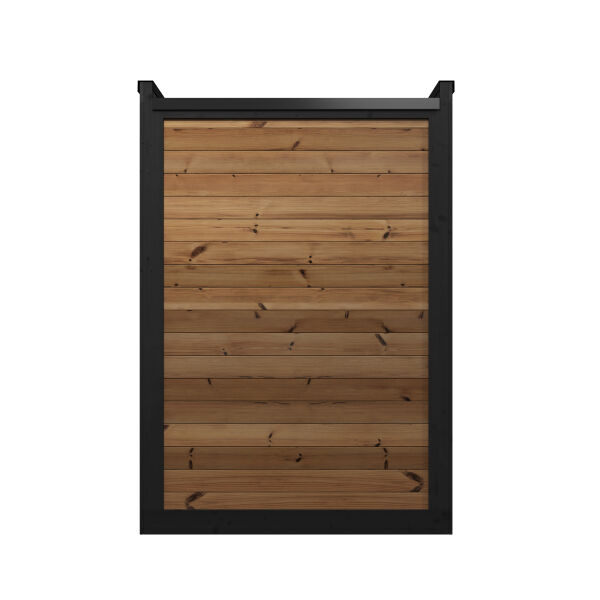 Aussensauna/Saunahaus HIKI S 149x202 cm, Vollglasfront, inkl. Dacheindeckung schwarz, Bausatz, Thermo-Holz