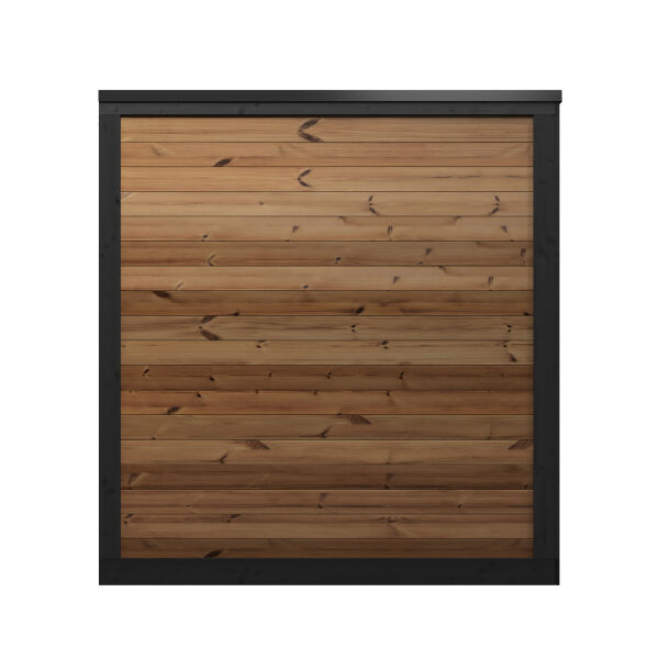 Aussensauna/Saunahaus HIKI S 149x202 cm, Vollglasfront, inkl. Dacheindeckung schwarz, Bausatz, Thermo-Holz