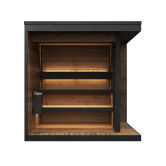 Sauna HIKI L 229x229 cm, Vollglasfront, inkl. Dacheindeckung schwarz, Bausatz, Thermo-Holz