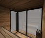 Sauna HIKI L 229x229 cm, Vollglasfront, inkl. Dacheindeckung schwarz, Bausatz, Thermo-Holz