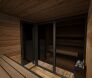 Sauna HIKI L 229x229 cm, Vollglasfront, inkl. Dacheindeckung schwarz, Bausatz, Thermo-Holz