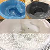 Hot Tub DeLux GRAU gestrichen / GFK - Einsatz blau / V2A Ofen inkl. LED, Whirlpool und mit Premium Leder Deckel, ø 200 cm, mit integriertem Aussenofen, Thermoholz beplankt und gestrichen in grau