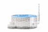 Hot Tub DeLux GRAU gestrichen / GFK - Einsatz blau / V2A Ofen inkl. LED, Whirlpool und mit Premium Leder Deckel, ø 200 cm, mit integriertem Aussenofen, Thermoholz beplankt und gestrichen in grau
