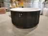 Hot Tub DeLux SCHWARZ gestrichen / GFK - Einsatz weiß / V2A Ofen inkl. LED, Whirlpool und mit Premium Leder Deckel, ø 200 cm, mit integriertem Aussenofen, Thermoholz beplankt und gestrichen in schwarz