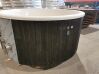 Hot Tub DeLux SCHWARZ gestrichen / GFK - Einsatz weiß / V2A Ofen inkl. LED, Whirlpool und mit Premium Leder Deckel, ø 200 cm, mit integriertem Aussenofen, Thermoholz beplankt und gestrichen in schwarz