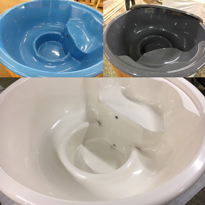 Hot Tub DeLux Thermoholt natur / GFK - Einsatz weiß / V2A Ofen inkl. LED, Whirlpool und mit Premium Leder Deckel, ø 200 cm, mit integriertem Aussenofen, Thermoholz beplankt