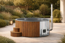 Hot Tube DeLux Thermoholz natur / GFK - Einsatz grau /...