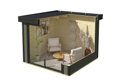 Lasita Maja Gartenhaus BUSTANI 1 - 275x275 cm, 28 mm, Schiebtür, lackiert Carbongrau