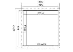 Lasita Maja Gartenhaus BUSTANI 1 - 275x275 cm, 28 mm, Schiebtür, lackiert Carbongrau