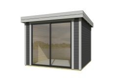 Lasita Maja Gartenhaus BUSTANI 1 - 275x275 cm, 28 mm, Schiebtür, lackiert Carbongrau