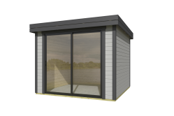 Lasita Maja Gartenhaus BUSTANI 1 - 275x275 cm, 28 mm, Schiebtür, lackiert Carbongrau