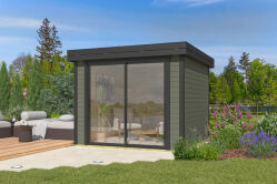 Lasita Maja Gartenhaus BUSTANI 1 - 275x275 cm, 28 mm, Schiebtür, natur + farbig