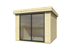 Lasita Maja Gartenhaus BUSTANI 1 - 275x275 cm, 28 mm, Schiebtür, natur + farbig