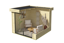 Lasita Maja Gartenhaus BUSTANI 1 - 275x275 cm, 28 mm, Schiebtür, natur + farbig