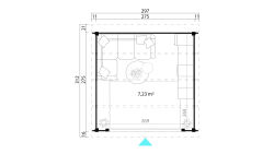 Lasita Maja Gartenhaus BUSTANI 1 - 275x275 cm, 28 mm, Schiebtür, natur + farbig