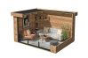 Lasita Maja Gartenhaus BUSTANI 2 - 380x280 cm, 28 mm, Schiebetür, naturbelassen