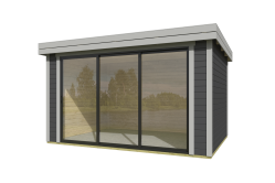 Lasita Maja Gartenhaus BUSTANI 2 - 380x280 cm, 28 mm, Schiebetür, lackiert Carbongrau