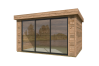 Lasita Maja Gartenhaus BUSTANI 2 - 380x280 cm, 28 mm, Schiebetür, lackiert Carbongrau