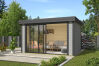 Lasita Maja Gartenhaus BUSTANI 2 - 380x280 cm, 28 mm, Schiebetür, lackiert Carbongrau