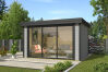 Lasita Maja Gartenhaus BUSTANI 2 - 380x280 cm, 28 mm, Schiebetür, lackiert Carbongrau