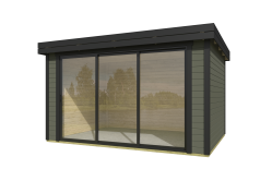 Lasita Maja Gartenhaus BUSTANI 2 - 380x280 cm, 28 mm, Schiebetür, natur + farbig