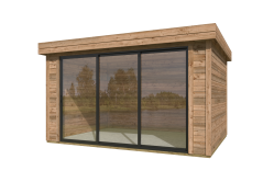 Lasita Maja Gartenhaus BUSTANI 2 - 380x280 cm, 28 mm, Schiebetür, natur + farbig