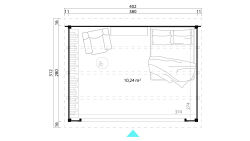Lasita Maja Gartenhaus BUSTANI 2 - 380x280 cm, 28 mm, Schiebetür, natur + farbig