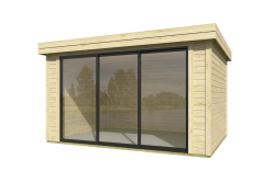 Lasita Maja Gartenhaus BUSTANI 2 - 380x280 cm, 28 mm, Schiebetür, natur + farbig