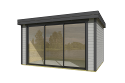 Lasita Maja Gartenhaus BUSTANI 2 - 380x280 cm, 28 mm, Schiebetür, natur + farbig