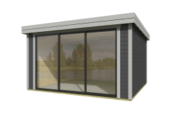 Lasita Maja Gartenhaus BUSTANI 3 - 380x380 cm, 28 mm, Schiebetür, natur+ farbig