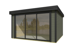 Lasita Maja Gartenhaus BUSTANI 3 - 380x380 cm, 28 mm, Schiebetür, natur+ farbig